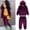 Dark Purple, variant on JIANJIA Toddler Girls Outfit Sets Autumn Winter Unisex Solid Sweatsuit Long Sleeve Warm Fleece Pullover Hooded Tops With Pants Pajamas Activewear