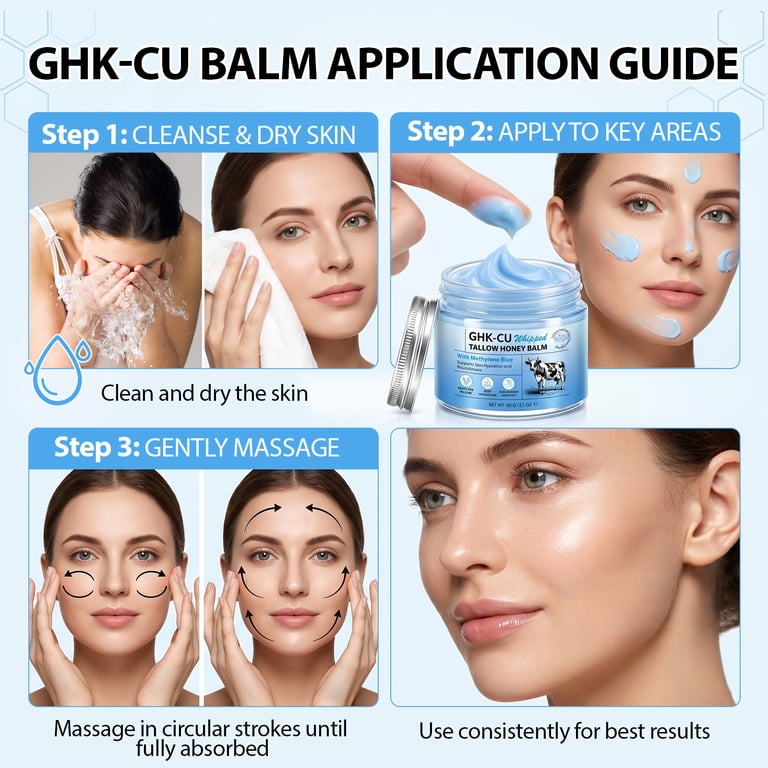 GHK-CU Beef Tallow Balm for Dry Skin – With Methylene Blue, Supports Skin Hydration & Nourishment, 2-Pack (2.1 oz Each)