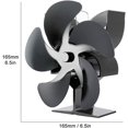thumbnail image 2 of Ventilador de estufa de leña, chimenea con 5 aspas, ventilador de aleación de aluminio para estufa de leña, estufa de taller, sin electricidad, piezas de chimenea de invierno (negro) Dontodent Kuyhfg Sin marca, 2 of 5