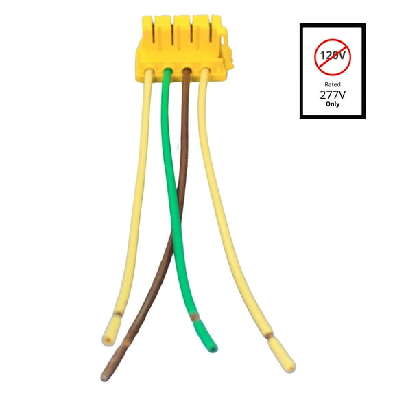 P&S Yellow PlugTail Switch 4-Wire Female Connector 6" Right Angle PTS6-STR4-277