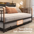 thumbnail image 6 of Full Size Bed Frame, Lofka Daybed with Pop Up Trundle and Charging Station for Small Space|Apartment, Dark Gray, 6 of 7