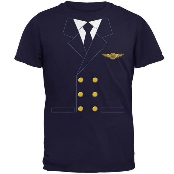 Halloween Airline Airplane Pilot Navy Adult T-Shirt