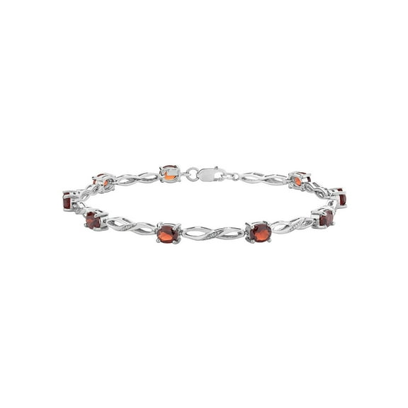 Gem & Harmony 2.00 Carat (Ctw) Garnet Infinity Bracelet in Sterling Silver for Women