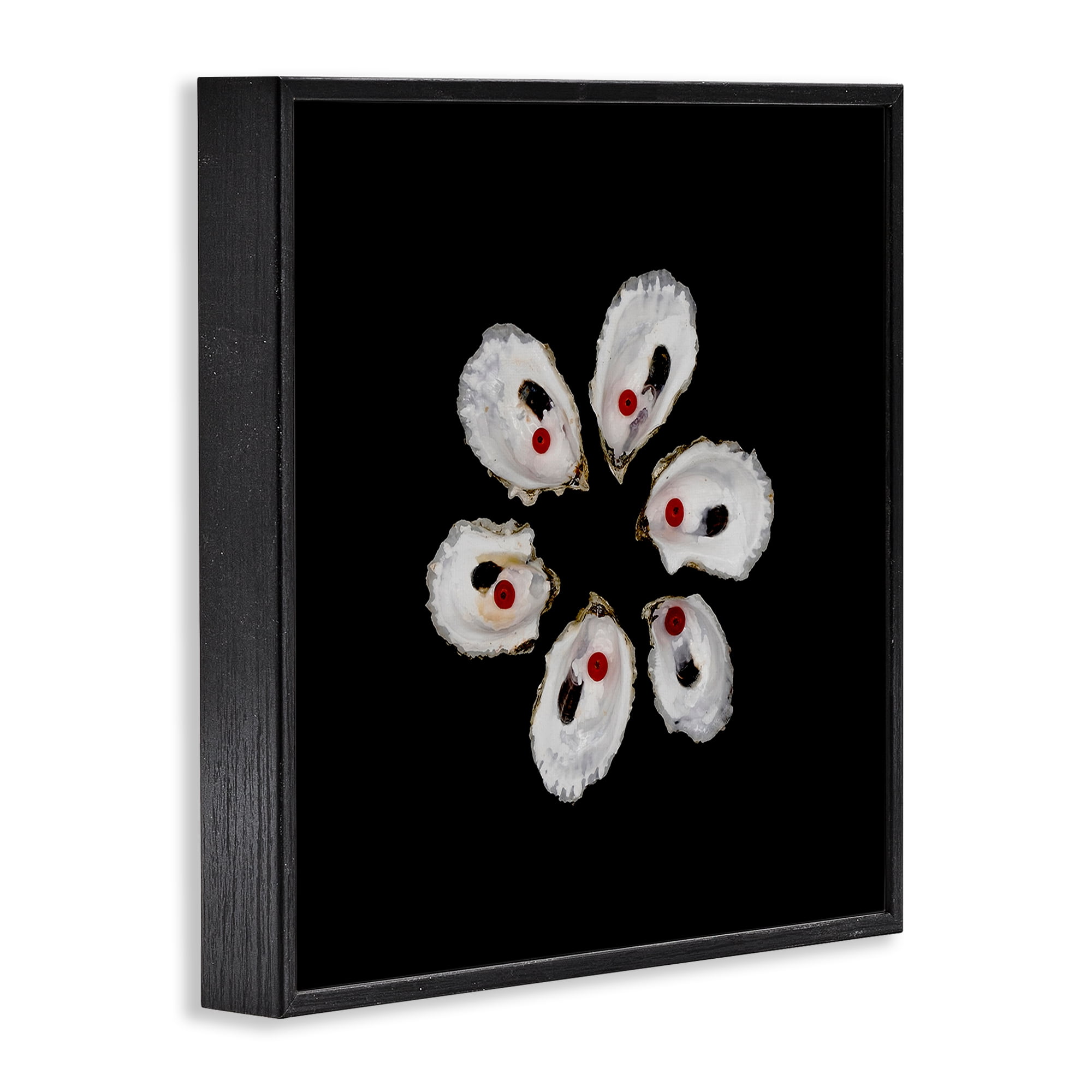 Stupell Industries Oyster Shells Symmetry Black Framed Giclee Art, design by Beth Adoette