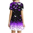 thumbnail image 7 of Juslio Women Dresses Round Neck Butterfly Print, Midi Dress Loose Casual Short Sleeve T-Shirt Dresses, 7 of 7