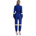 thumbnail image 2 of TiaoBug Woman Fire Fighter Costume Halloween Outfit Long Sleeve Front Zipper Bodysuit Uniform Jumpsuit Royal Blue XXL, 2 of 5