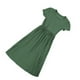 thumbnail image 2 of Sonducket Vestido de color sólido de manga corta con cuello plisado de Elenxs Gril conjuntos de ropa Verde 140cm, 2 of 6