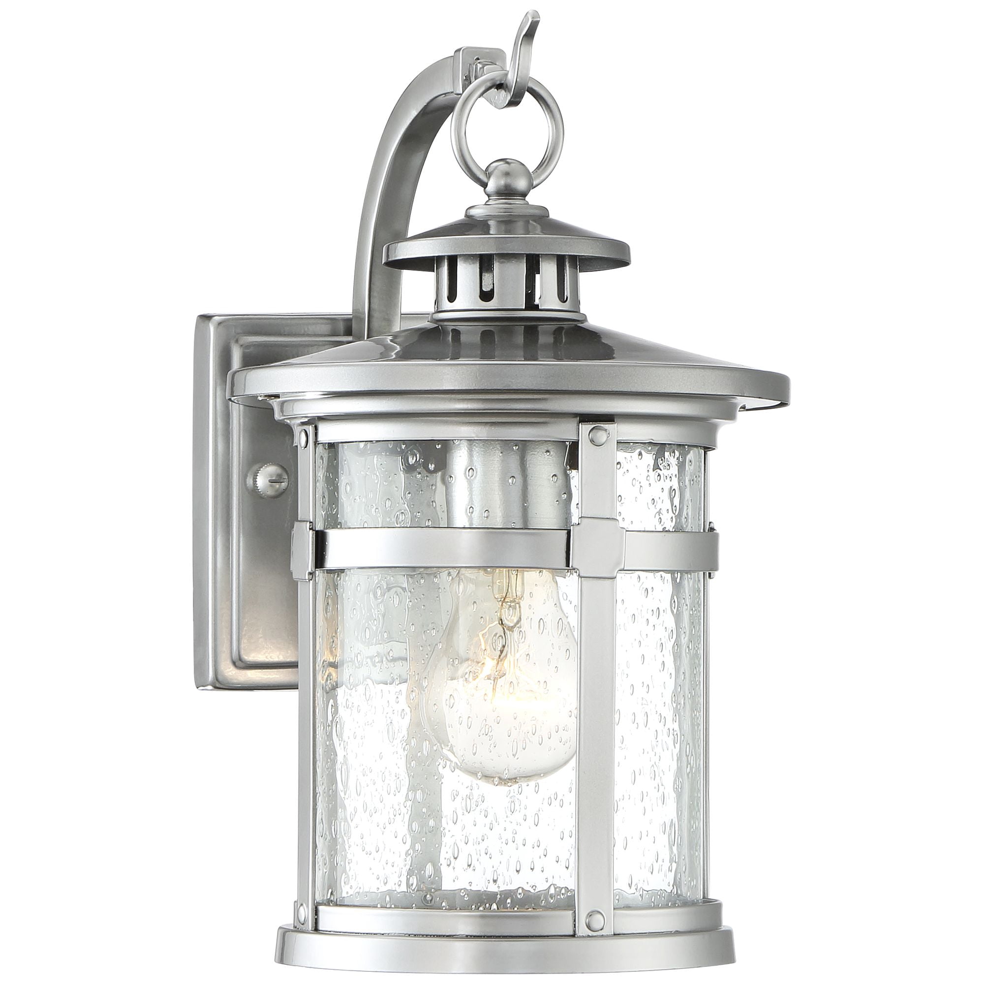 Franklin Iron Works Callaway Modern Industrial Outdoor Wall Light Fixture Chrome 14 1/2" Clear Seedy Glass for Post Exterior Barn Deck House Porch