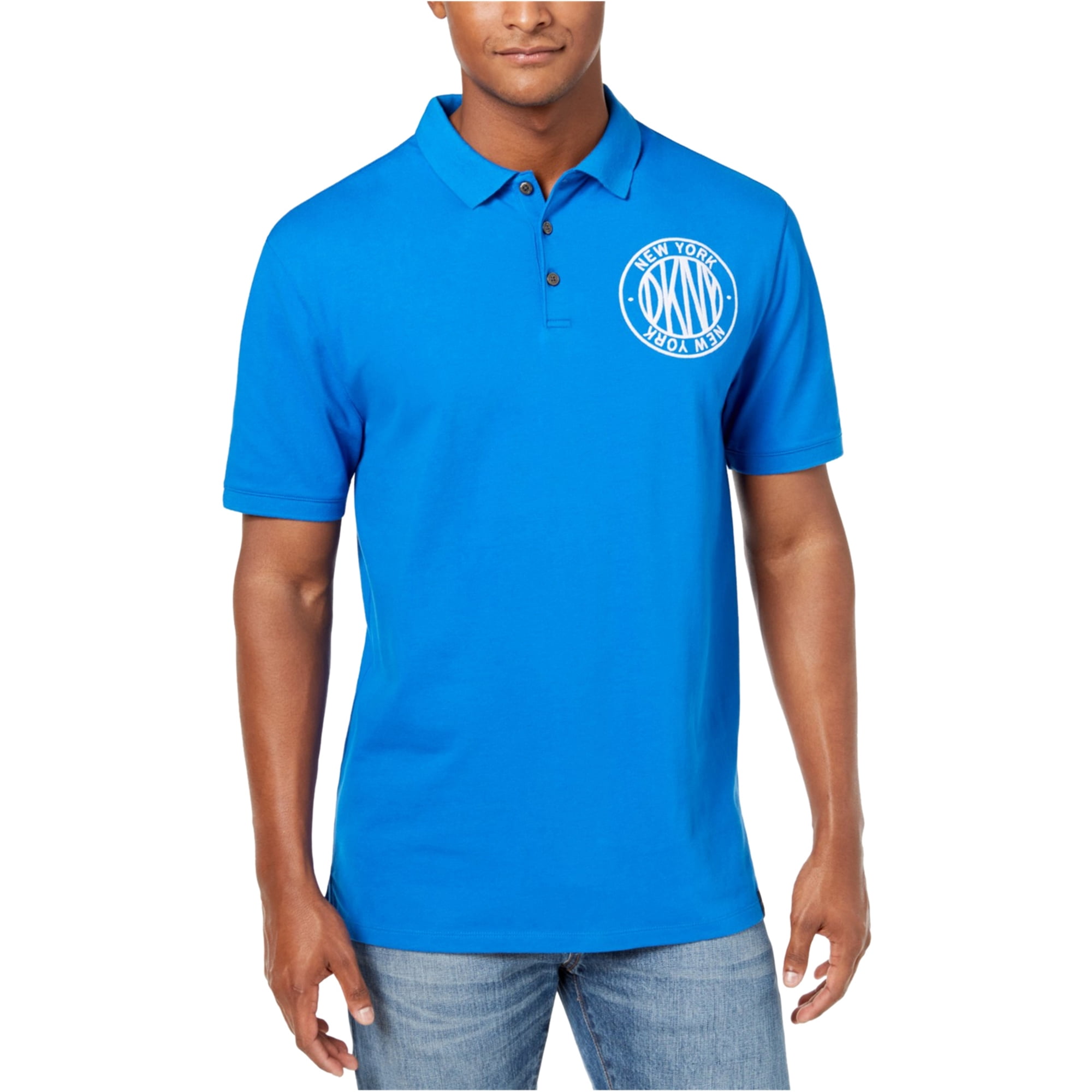 DKNY Dkny Mens EmbroideredLogo Rugby Polo Shirt