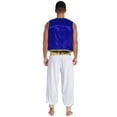 thumbnail image 2 of iiniim Men's Adult Arabian Prince Costume Halloween Persian Ara Genius Cosplay Vest Harem Pants Outfit Royal Blue&White XXL, 2 of 7