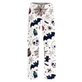 thumbnail image 4 of XAOFW Halloween Girls Pants Ghost Bat Print Elastic Waistband Straight Leg Pajama Pants Toddler Kids Relaxed Fit School Activities Bottoms, 4 of 4