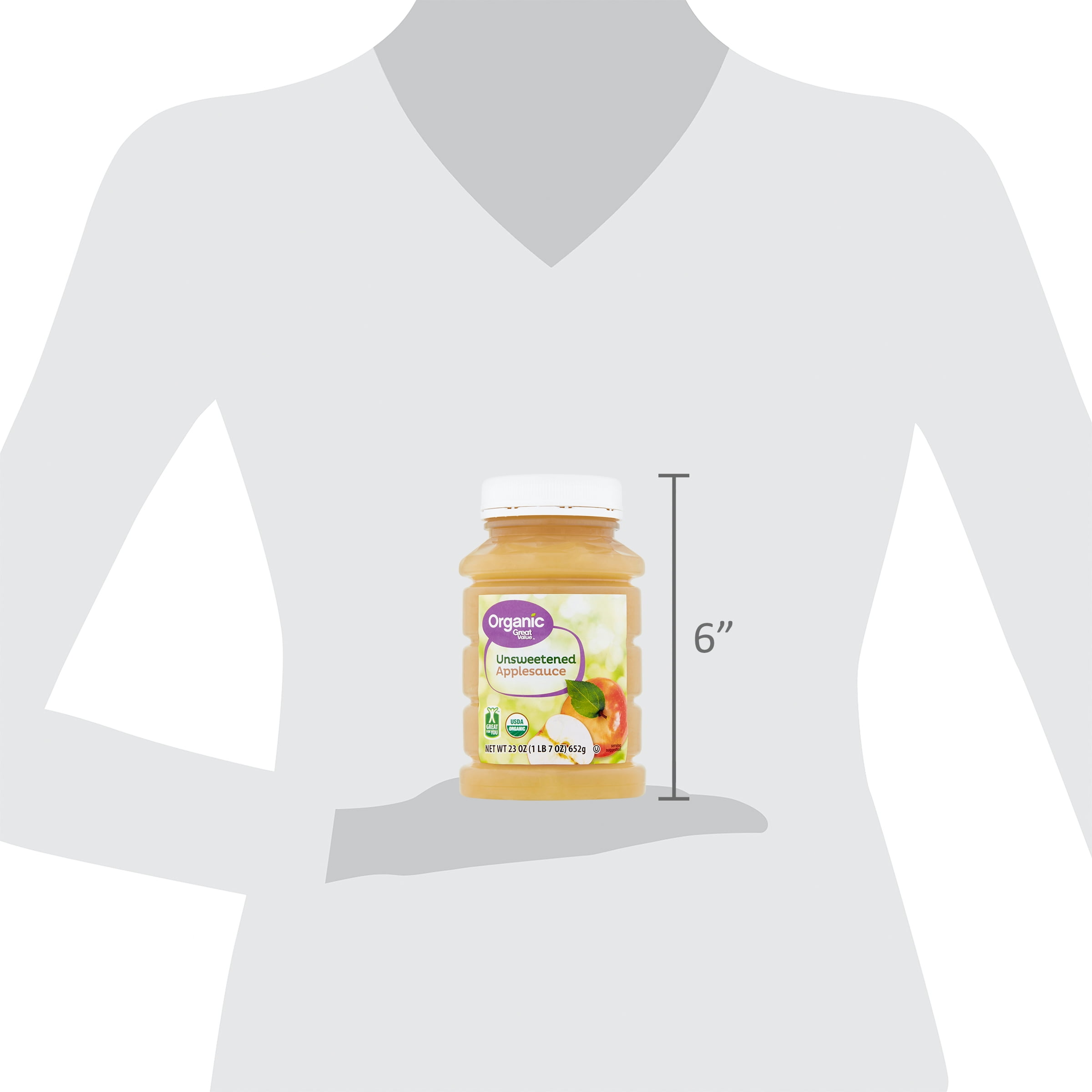 Great Value Organic Unsweetened Applesauce, 23 oz Jar