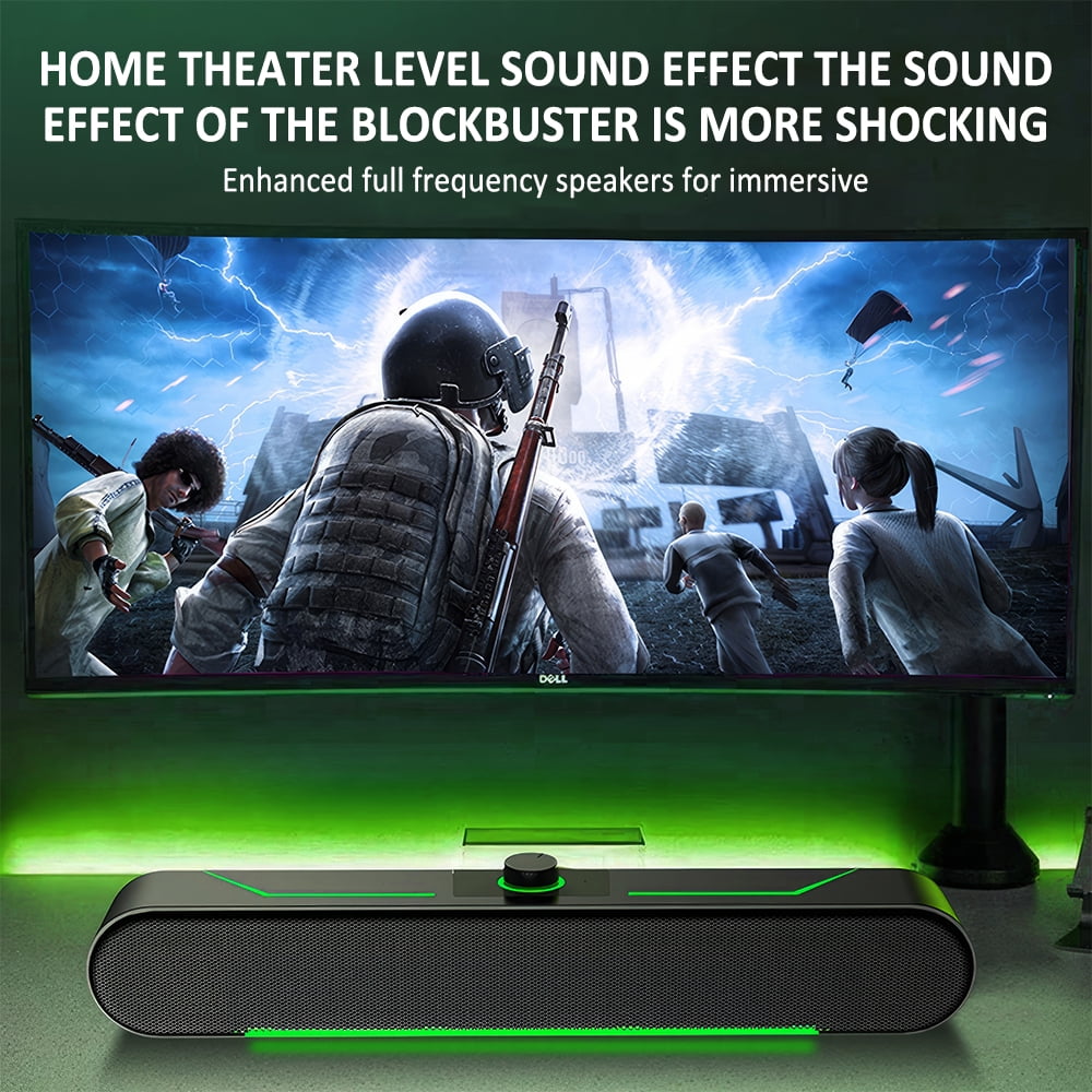 HiFi Stereo Bluetooth Computer Speakers, 2x3W Dual Drivers & Bass Diaphragms, USB Wired + Bluetooth Dual Connection, Top Volume Knob, Colorful Breathing LED for PC, Desktop, Laptop & Monitor