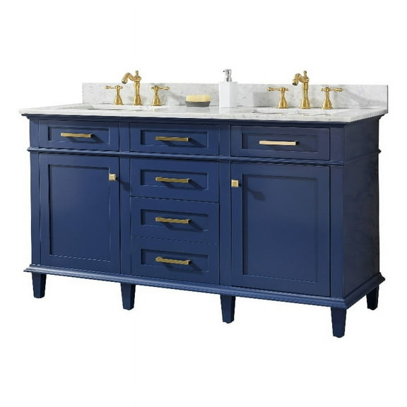 Legion Furniture 60" MDF/Veneer Wood Double Sink Vanity Cabinet in Blue