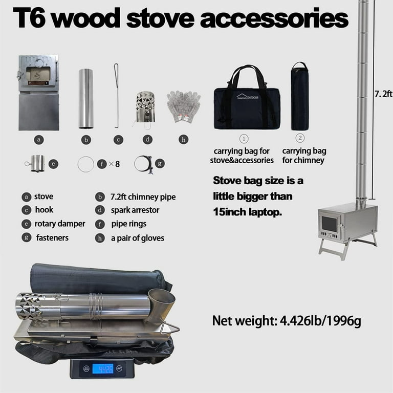 Danchel Outdoor T6 100% Titanium with Chimney Pipe, lbs