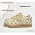 thumbnail image 3 of LUCKY STEP Womens Fashion Sneakers with Bow Detail Comfort Casual Shoes,Beige&Gold, 3 of 11