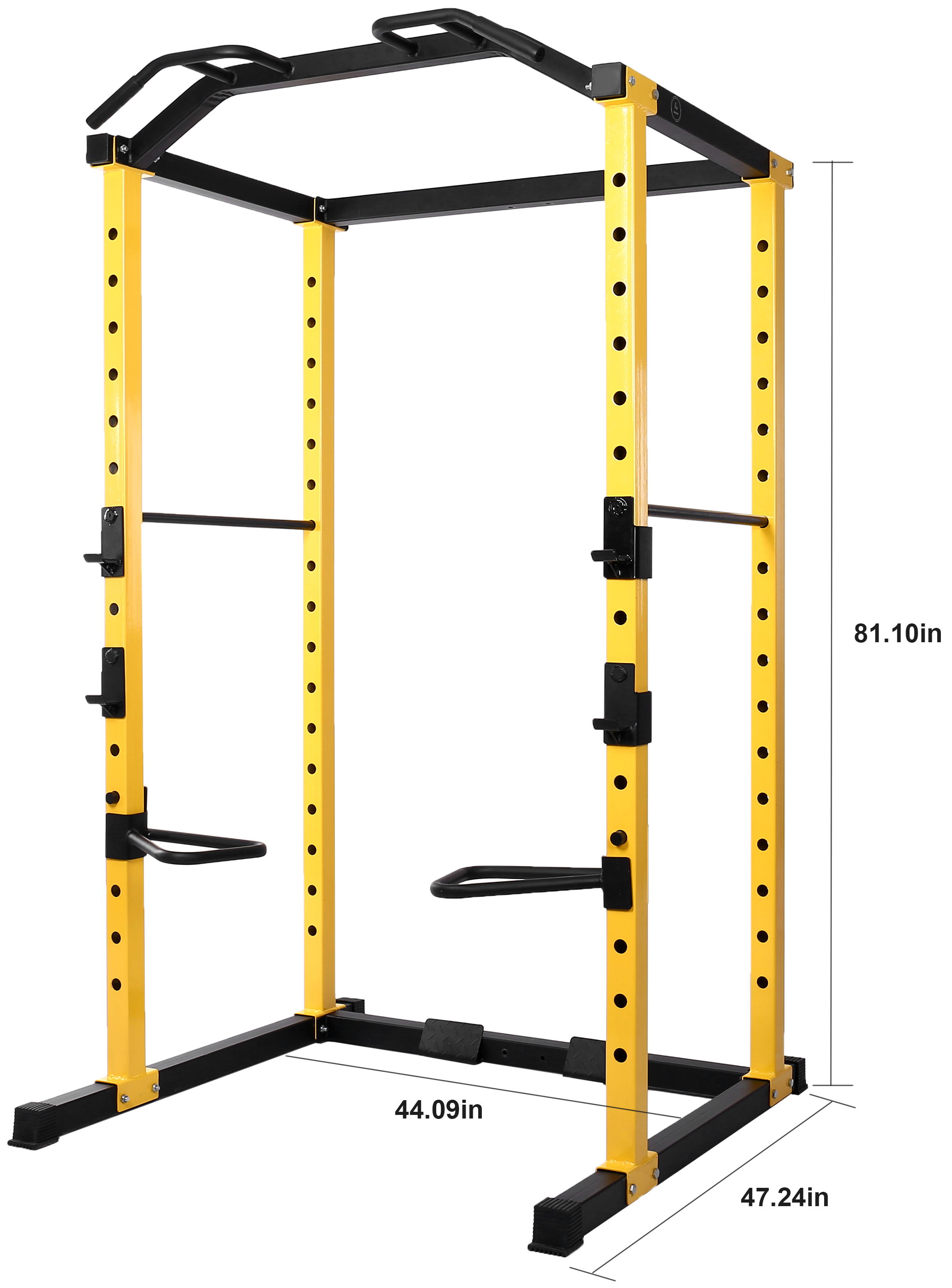 HulkFit Multi-Function Adjustable Power Cage with J-Hooks, Safety Bars or Safety Straps, Power Cage Only, Yellow - image 3 of 5