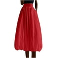 thumbnail image 2 of Byworldtasic Womens Solid Color Skirts Women Y2k Bubble Maxi Skirt Low Elastic Waist A Line Long Skirt Summer Casual Ruffle Pleated Midi Dress, 2 of 6