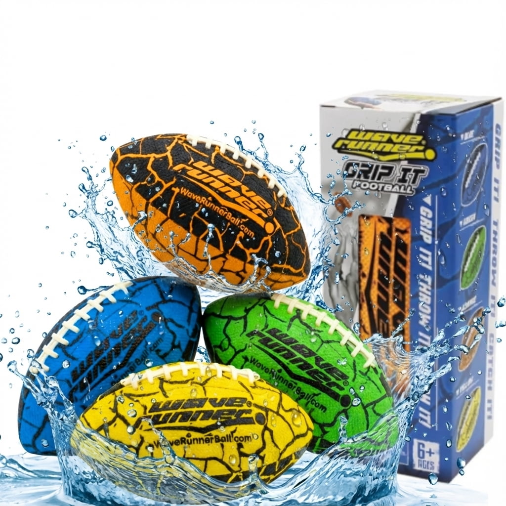 Wave Runner Grip It Waterproof Football with Sure-Grip Technology, 9.25 Inch