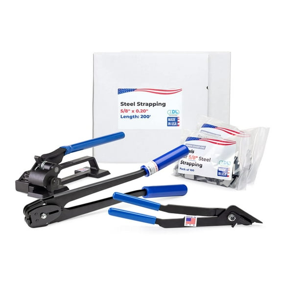 IDL Packaging USA Made 5/8" x 400' Steel Strapping Kit, 1400 lbs Break Strength