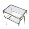 thumbnail image 4 of Glass Top End Table with Metal Frame and Open Bottom Shelf, Brass and Clear- Saltoro Sherpi, 4 of 5