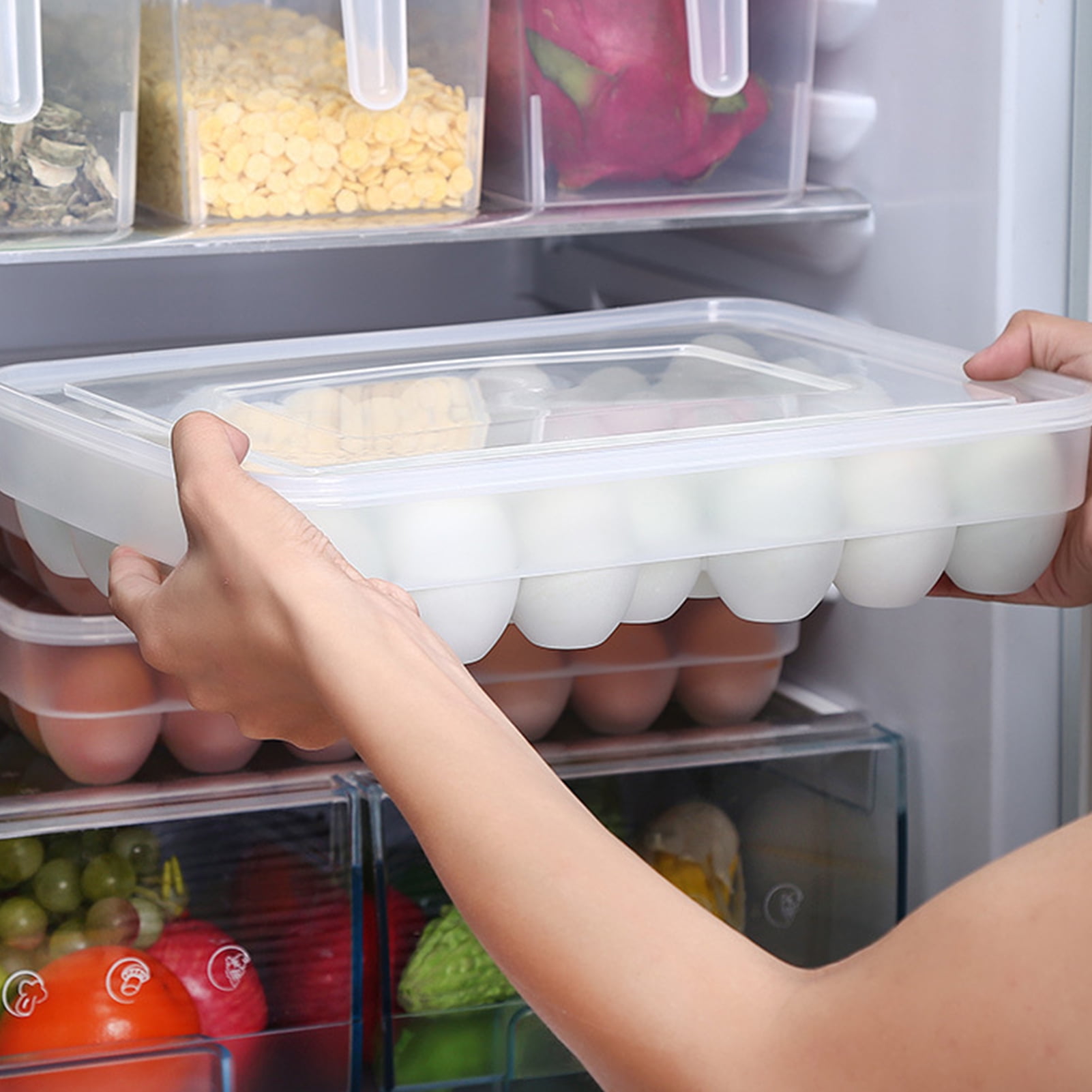 Ayyufe 34 Grid Egg Storage Box Food Container Egg Refrigerator Storage Box Household Kitchen Transparent Box Egg Box Shelf