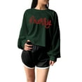 thumbnail image 4 of Womens Cropped Sweatshirt Funny Christmas Graphic Xmas Holiday Party Casual Long Sleeve Fall Clothes Tops Pullover Green M, 4 of 4