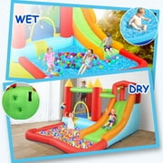 Veeboto Inflatable Bounce House for Kids 3-10, Bouncy Castle with Slide, Bouncy Area, Climbing Wall, Basketball Hoop, Pool, Suitable for Indoor and Outdoor, Jumping Castle with Blower