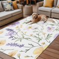 thumbnail image 2 of Fsddascl Purple Yellow Floral Outdoor Rug for Patio/Deck/Porch, Non-Slip Large Area Rug 4 x 6 Ft, Watercolor Wildflowers Botanical Indoor Outdoor Rugs Washable Area Rugs, Camping Rug Carpet, 2 of 5