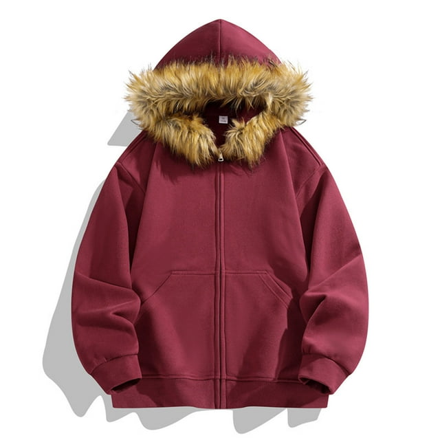 pstuiky Camisas de invierno de manga larga para hombre, Chaqueta tipo cárdigan con cremallera y capucha de manga larga de color liso para hombre Tops de talla grande para hombre s