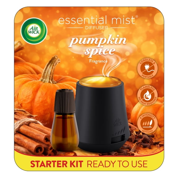Air Wick Essential Mist Fall Scented Oil Air Freshener Diffuser Starter Kit, Pumpkin Spice, 2 Piece