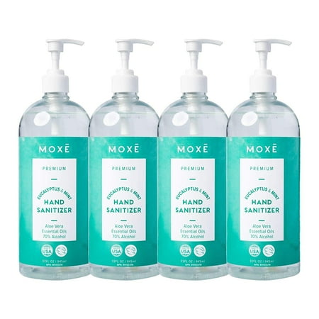MOXE Hand Gel - Eucalyptus Mint 32 oz, 4 Pack Fights Germs and Bacteria