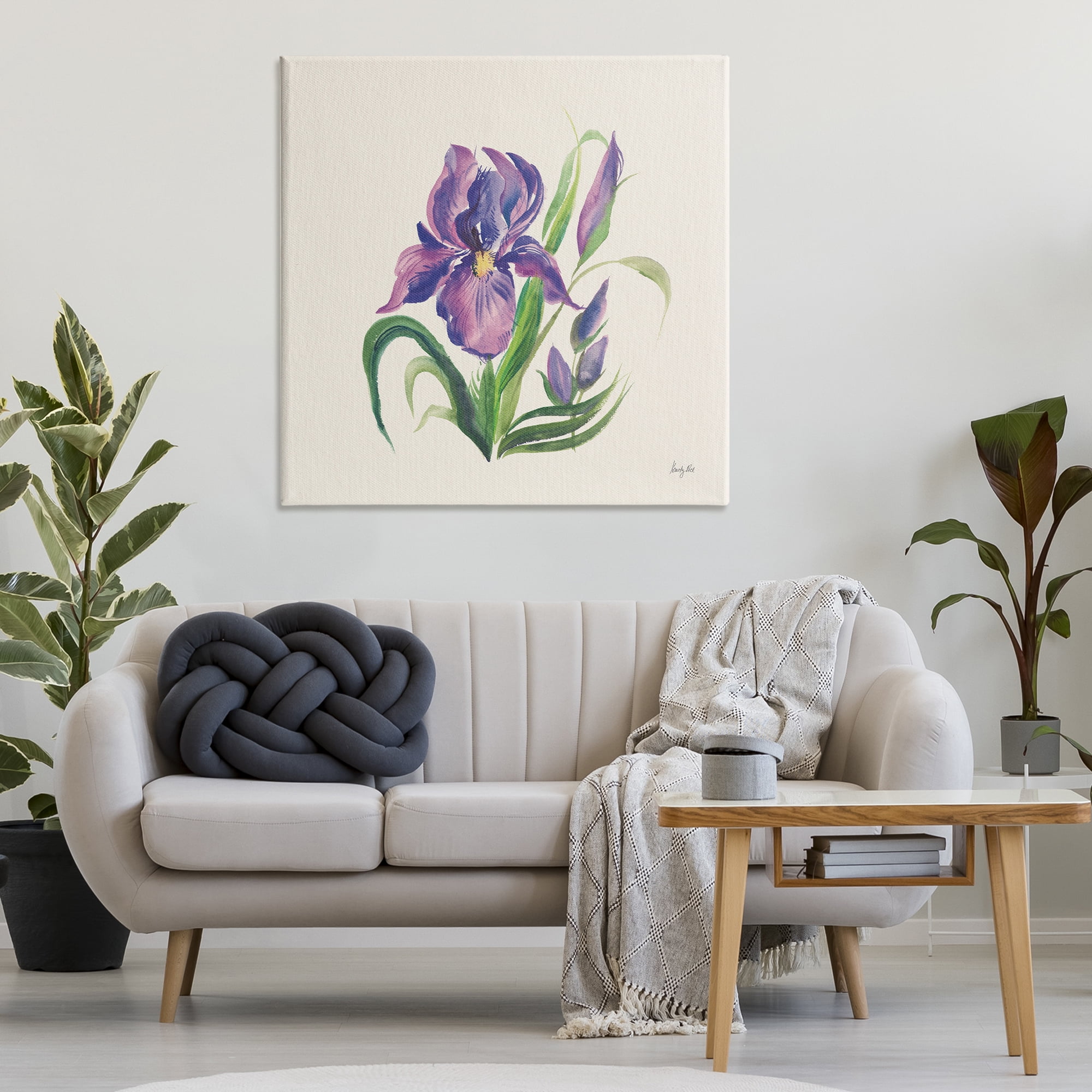 Stupell Industries Purple Iris Flower Botanical & Floral Painting Gallery Wrapped Canvas Art Print Wall Art, 36 x 36