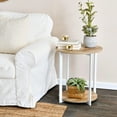 thumbnail image 3 of Household Essentials Jamestown Round Side End Table with Storage Shelf Coastal Oak Rustic Wood Grain and White Metal, 3 of 8