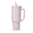 thumbnail image 1 of Vaso Ello Oasis de 30 onzas, aislante a prueba de fugas, rosa, a cuadros, 1 of 8