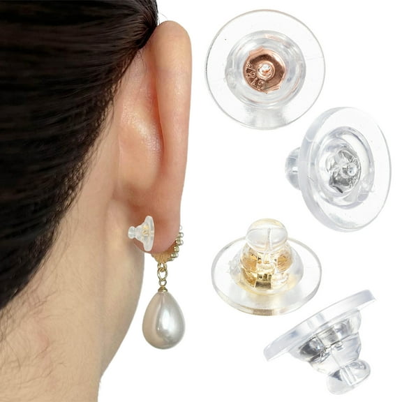 Yesbay 10 Pcs Silicone Earring Backs Hypoallergenic Soft Clear Earring Backs Replacements Nickel Lead Free Double Safety Locking Earring Backs for Studs/Droopy Heavy Earring