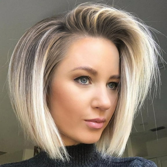 SUCS Ladies Short Bob Wig Short Straight Synthetic Gradient Hair Full Fashion Natural Wigs