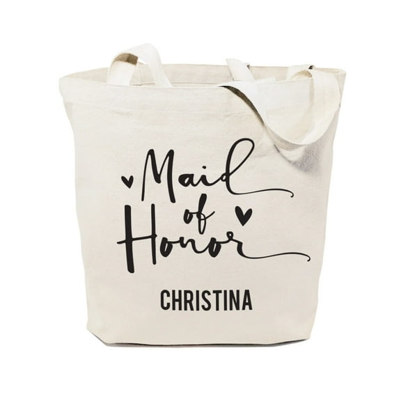 Maid of Honor Personalized Wedding Cotton Canvas Tote Bag