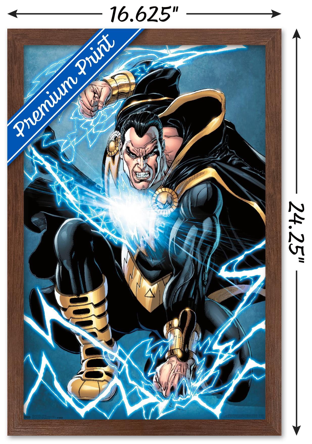 DC Comics - Black Adam - Lightning Wall Poster, 14.725" x 22.375", Framed