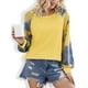 thumbnail image 3 of Camiseta de mujer seitruly Tie Dye Costura impresa manga larga Amarillo M, 3 of 7
