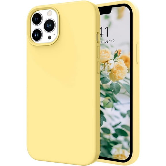 iPhone 13 Pro Max Case, iPhone 13 Pro Max Phone Case Liquid Silicone Soft Gel Rubber Slim Case with Microfiber Lining Protective Phone Cases for 6.7 inch iPhone 13 Pro Max, Yellow