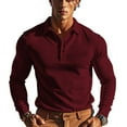 thumbnail image 2 of Golf Shirts for Men Long Sleeve T-Shirts Mens Casual Solid Waffleknit Pullover Button Collared Breathable Athletic Workout Tees Tops, 2 of 5