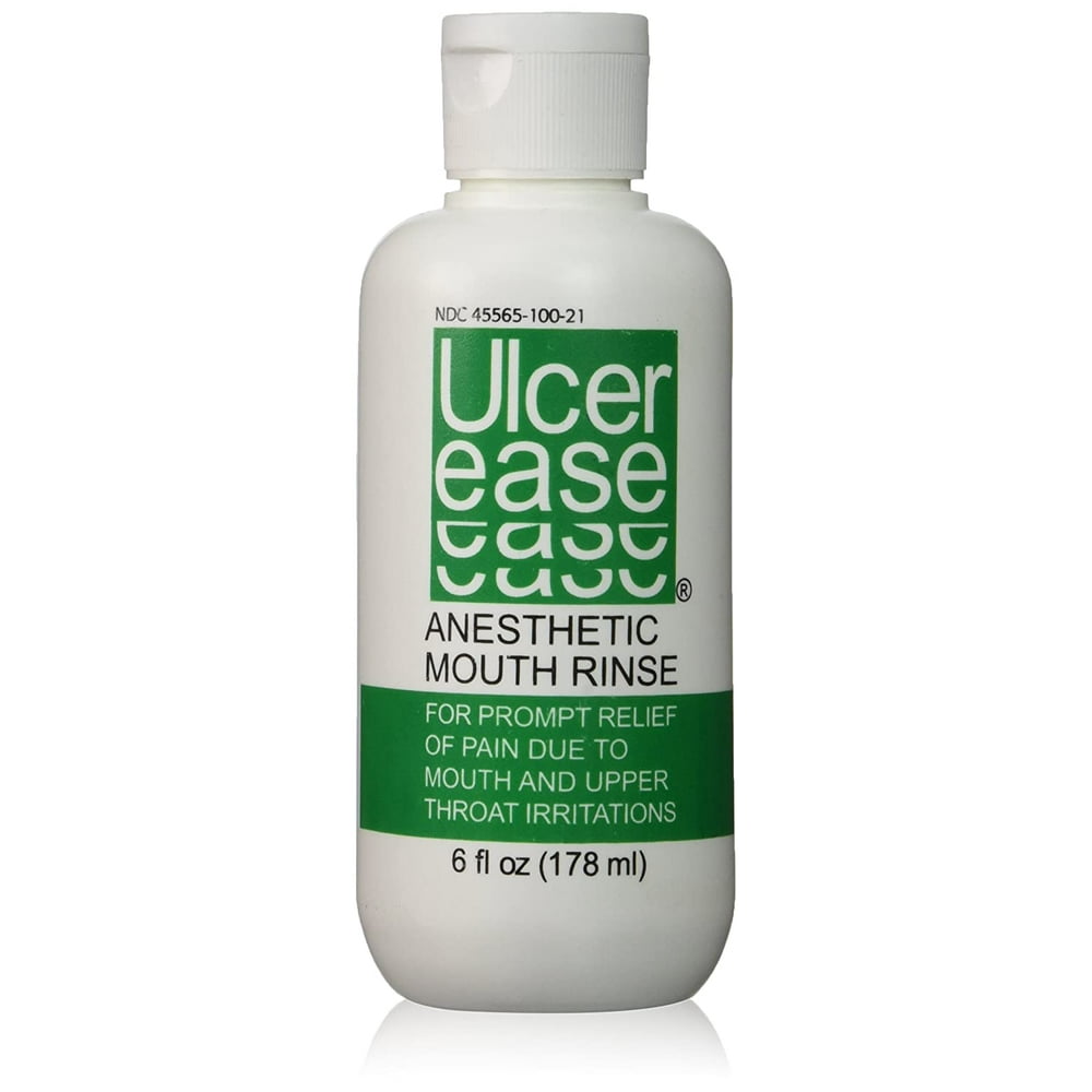 4 Pack Ulcer Ease Medicated Anesthetic Mouth Rinse for Prompt Relief of