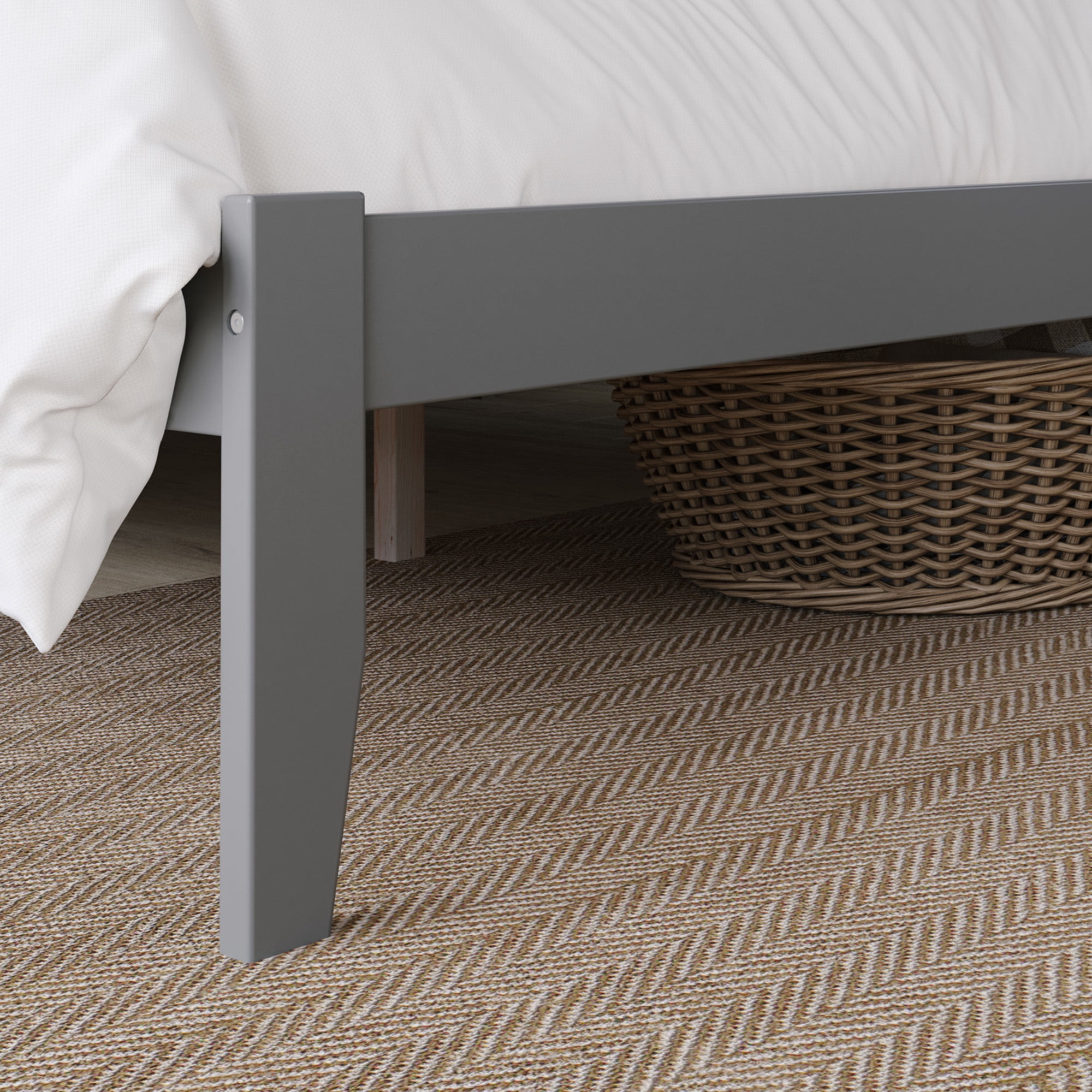 AFI Warren 14" Queen Wood Platform Bed Frame with Slatted Headboard, Grey