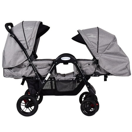 Costway Face To Face Double Stroller, Gray