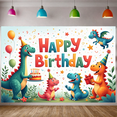 thumbnail image 2 of Cartoon Dinosaurs Birthday Banner Colorful Decor Dinosaur Party Backdrop for Kids Birthday Celebration Indoor Party Decoration, 2 of 3