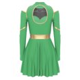 thumbnail image 4 of TiaoBug Women's School Musical Party Dress Halloween Cheerleading Costume Fancy Dress Cosplay Uniform Dresses Green XL, 4 of 7