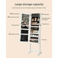 thumbnail image 5 of SONGMICS Mirrored Jewelry Cabinet Armoire Freestanding Lockable Storage Box Organizer Unit with 2 Plastic Cosmetic Storage Full-Length Frameless Mirror for Necklace Earring White, 5 of 10