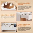 thumbnail image 4 of Cuoote Makeup Vanity with Mirror and Lights, 3 Color Lighting, Small Vanity Desk with Power Outlet, Dressing Table for Small Spaces, 4 of 8