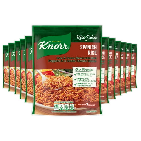 (12 pack) Knorr No Artificial Flavors Spanish Parboiled Rice Cooks in 7 Minutes, 5.6 oz Regular Pouch